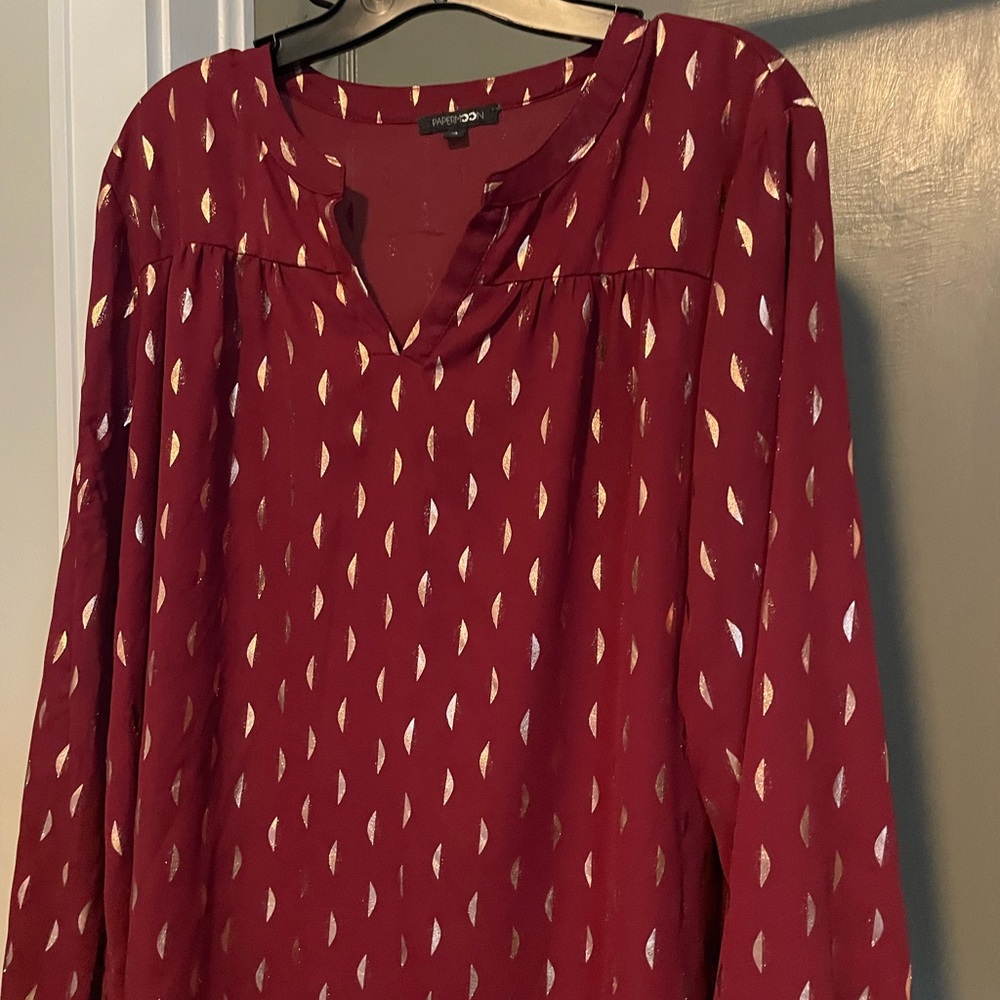 Papermoon Maroon Top with Gold Details